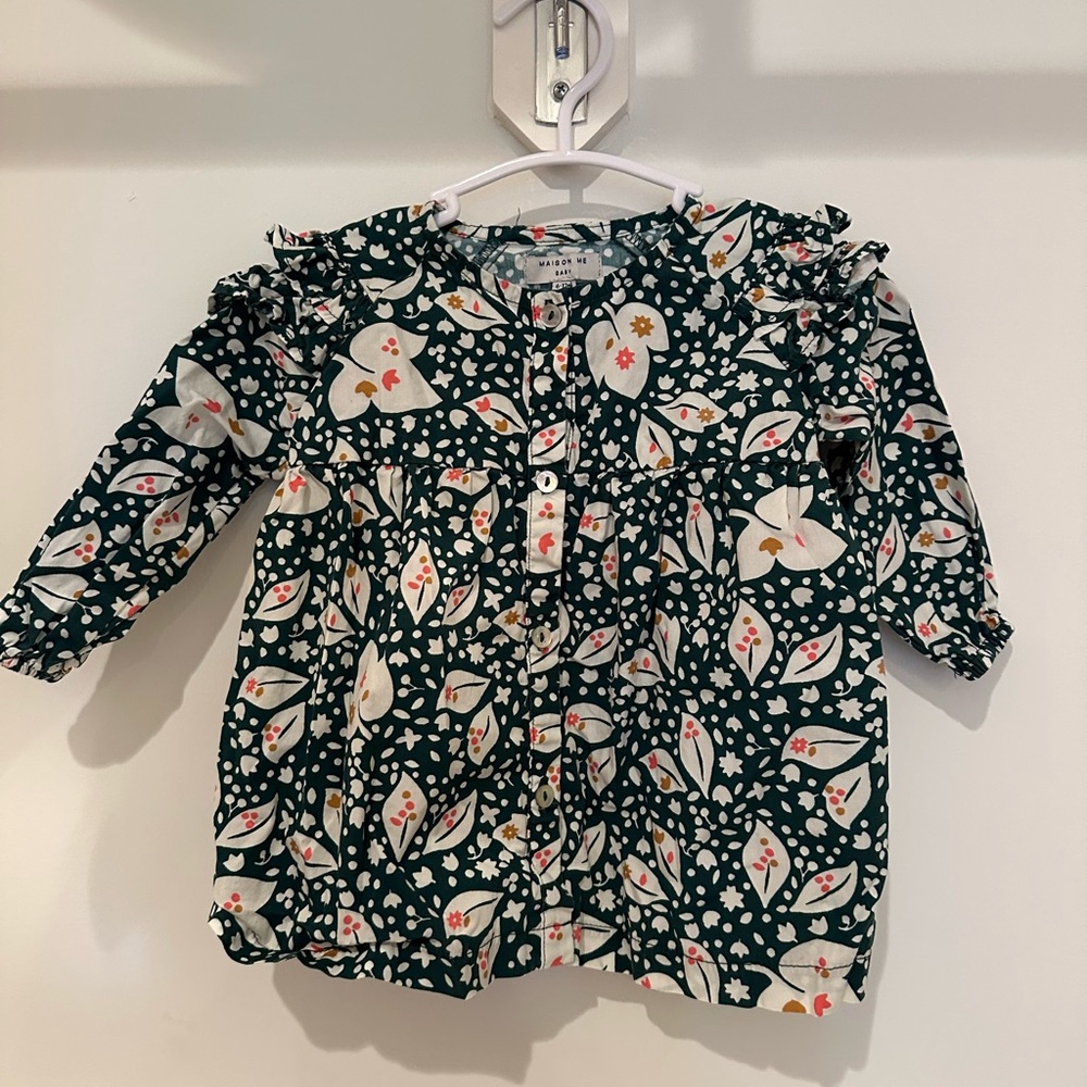 Maison Me Leaves and Ivory Dress and Bloomers Set, 6-12 M - Picture 4 of 7